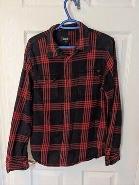 HUF Black and Red Plaid Long-Sleeve Shirt